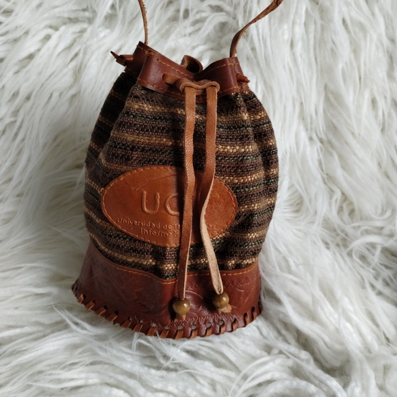 Boho Mini Crossbody bag Leather Fabric UCI - Picture 2 of 11
